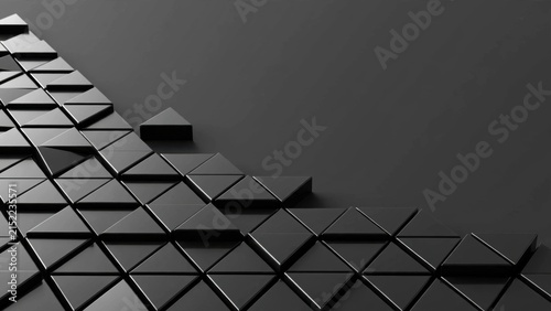Abstract Geometric Pattern of Dark Triangles with Depth and Shadow.