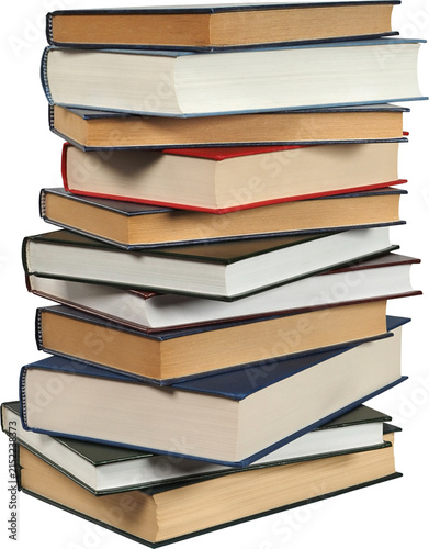 Stack of books isolated on white background