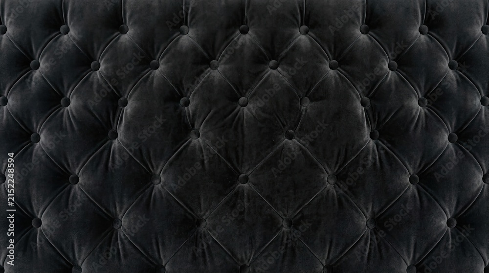 Naklejka premium Luxury black velvet tufted upholstery texture background