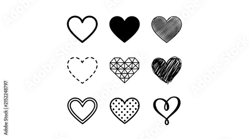 Foto Hand Drawn Heart Icons