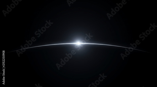 Canvastavla Thin white glowing arc horizon line on black background