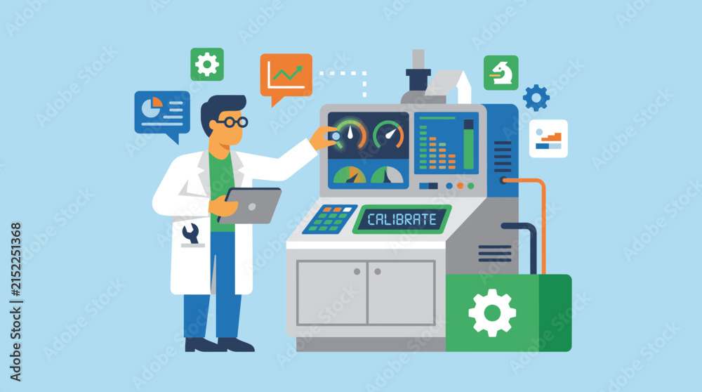 Fototapeta premium Scientist Calibrating Laboratory Equipment for Accuracy