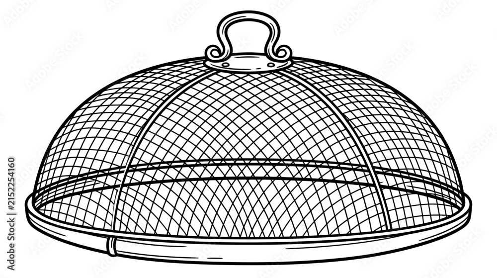 Obraz premium Wire mesh food cover with handle, isolated on transparent