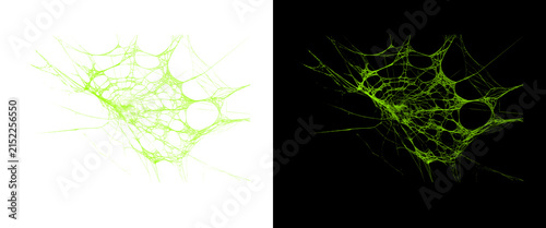 Obraz na plátne Green spiderweb texture on black and white backgrounds, spooky halloween cobweb