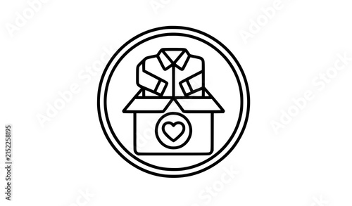 Clothing Donation Round Line Vector Icon with Editable Stroke