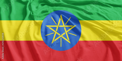 Ethiopia Flag Wind Waving CloseUp Breeze Wave