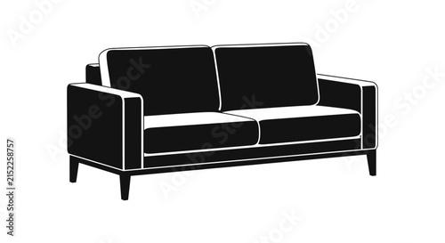 Konstfotografi Two seater sofa with armrests is depicted as a black silhouette