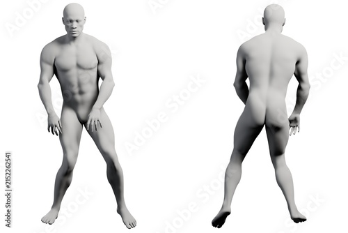 Fotografie Male figure model contrapposto pose front back studio
