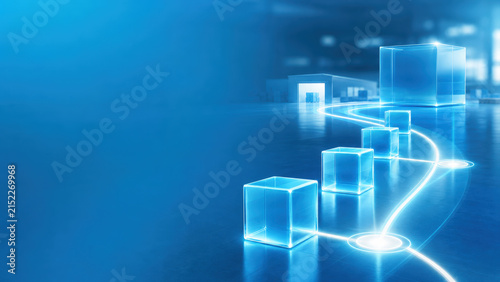 Connected Supply Chain Route with Digital Logistics Network and Copy Space