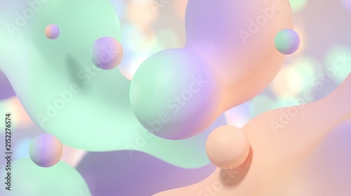 Vibrant Colorful Abstract Background with Floating Bubbles, Spheres, and Glowing Light Effects for Party Backdrop