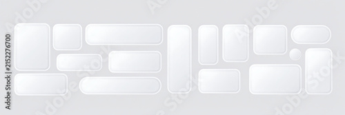 Set of rounded rectangular UI buttons or information panels on grey background with interface rectangular template background application software information structure