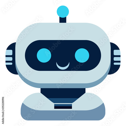 AI chatbot flat illustration featuring a friendly robot virtual assistant for artificial intelligence, customer service, automation and digital technology designs, isolated on transparent background.