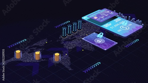 Global Digital Payment and Financial Technology Concept with Credit Card and Secure Transactions