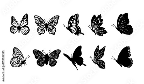 Ornamental Butterfly Silhouette Collection for Design Vector Art