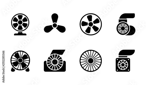 Professional hvac fan and ventilation blower icons for industrial cooling system schematics and interface.
