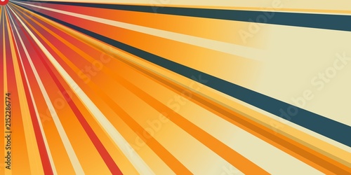 Retro speed lines abstract background with vibrant orange red and dark teal color rays.