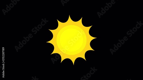Yellow Sun Icon Rotating on Alpha Channel Transparent Background Loop Animation