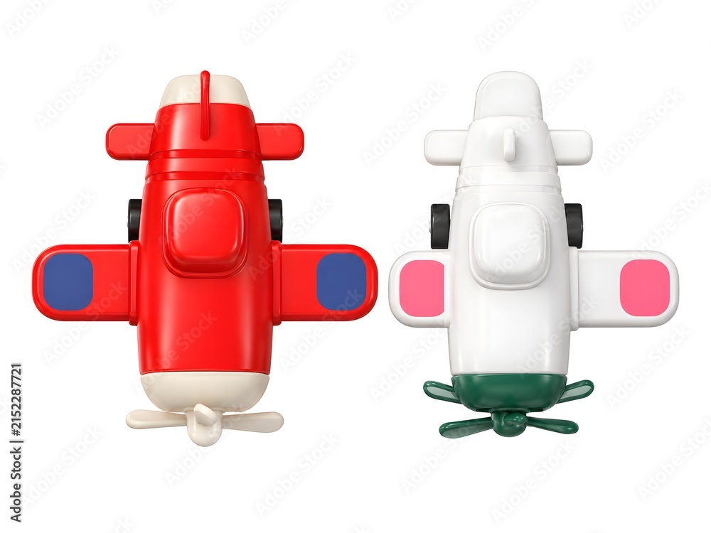 Fototapeta premium 3D toy airplanes from different angles isolated on white background 