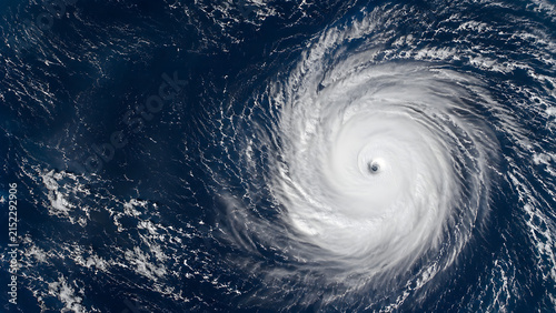 Tropical Cyclone Spiral Over Deep Blue Ocean