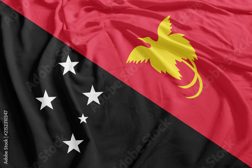 Papua New Guinea Flag Wind Waving CloseUp Breeze Wave