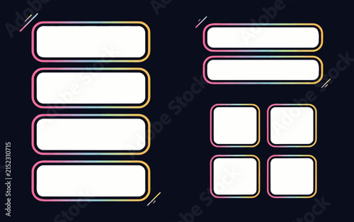 Set of Colorful Outlined Rectangular Frames with Gradient Borders on Dark Background Featuring Rectangles, Outlines, Gradients with Design