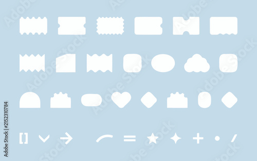 White Icons on Light Blue Background Including Arrows, Stars, Symbols, and Navigation Elements Featuring Design, Graphic, Interface with User