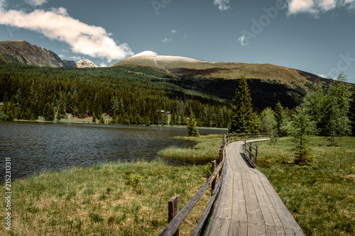 Idyllic summer morning at Prebersee mountain lake