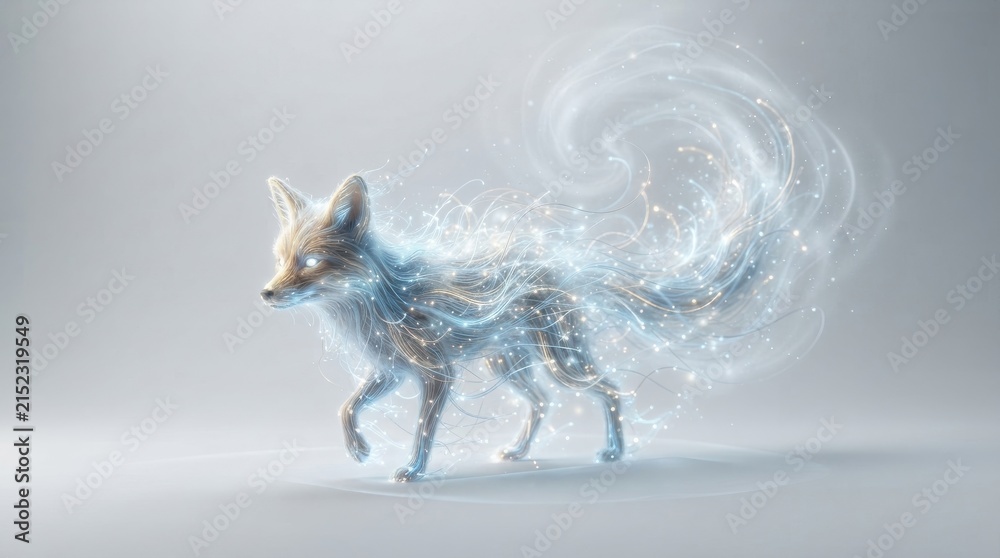 Obraz premium Ethereal fox made of swirling light and magical energy