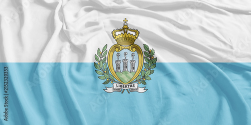 San Marino Flag Wind Waving CloseUp Breeze Wave