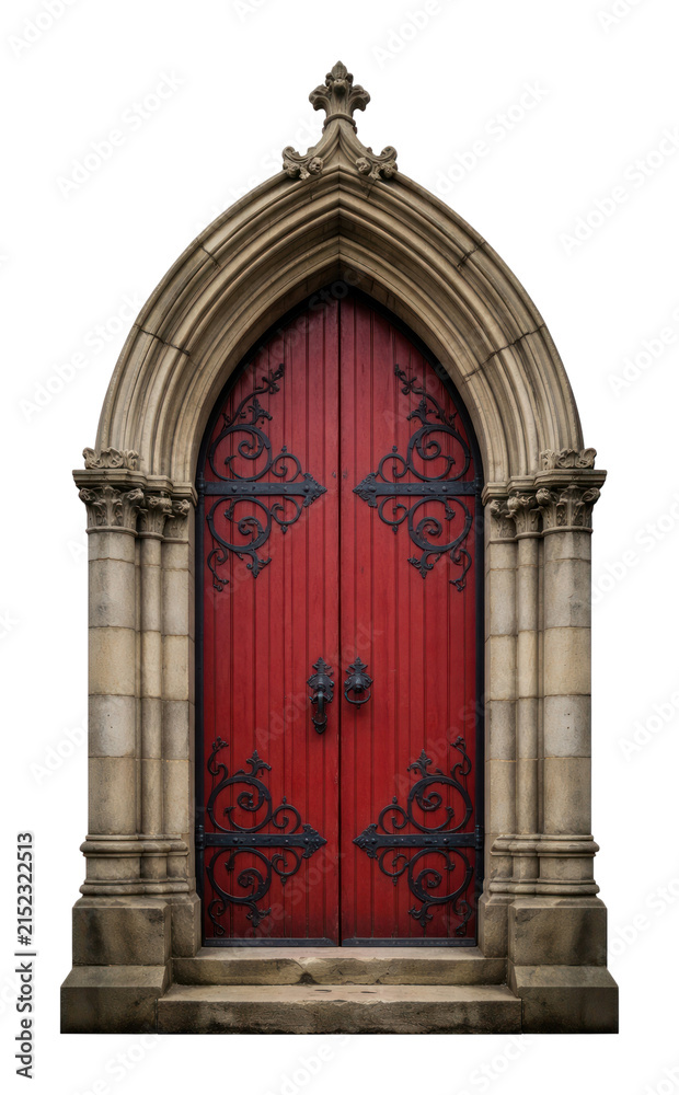 Fototapeta premium PNG Gothic red door architecture design.
