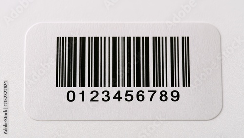 Close up of a barcode with numbers on a white background.