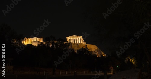 Timelapse of the night falling over the Acropolis in Athens, Greece