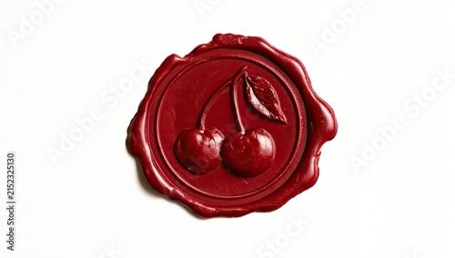 Red Wax Seal Stamp with Cherries Design.