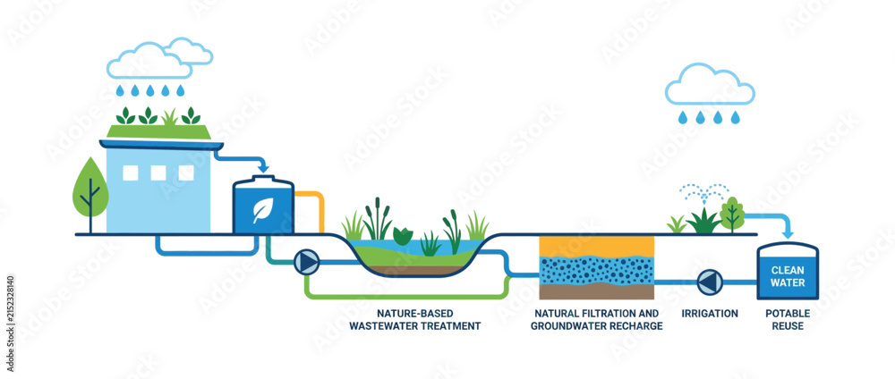 Fototapeta premium Sustainable Water Management System: Rainwater Harvesting, Filtration, and Reuse