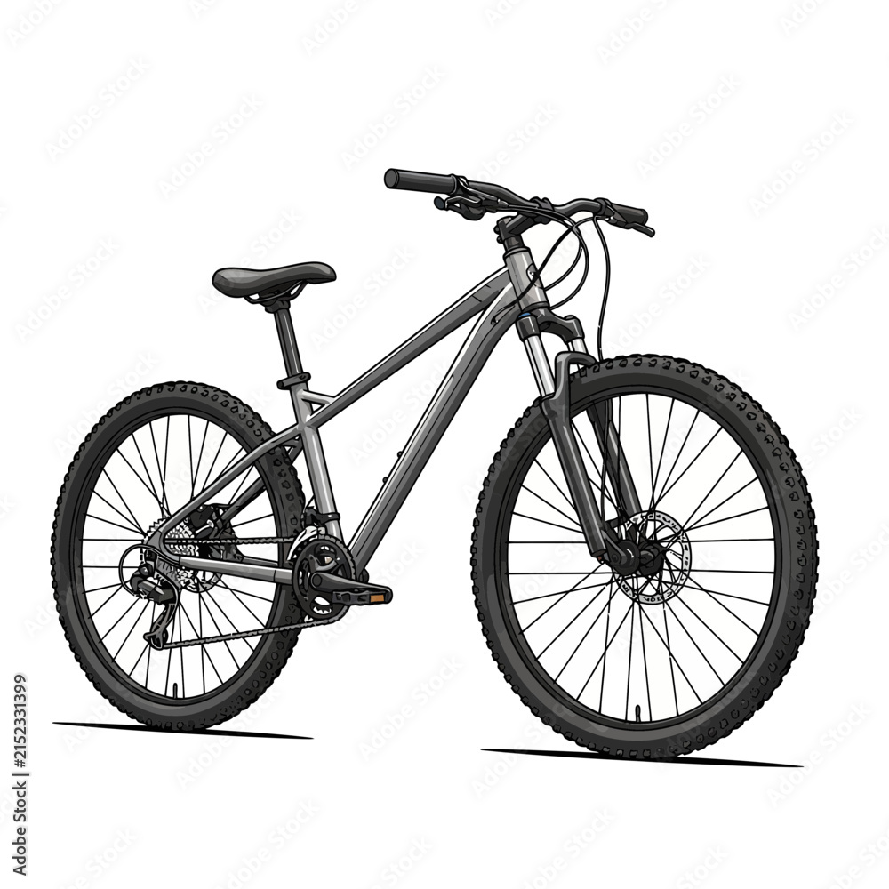 Obraz premium Modern Mountain Bicycle Isolated on Transparent Background - Gray MTB Bike for Trail Riding and Outdoor Sports