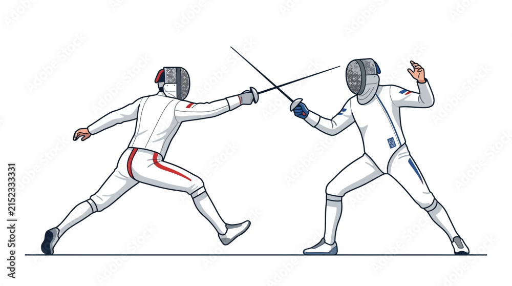 Photography Fencing Duel Vector Illustration