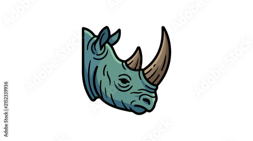Stylized Rhino Head Illustration Representing Wildlife Conservation Mascot