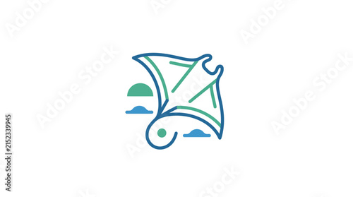 Stylized Manta Ray Swimming Icon Illustration for Marine Life Concept 1 94