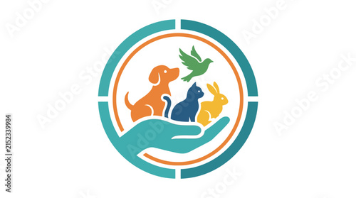 Animal Care and Veterinary Services Logo Icon with Pets in Hand Symbol 1