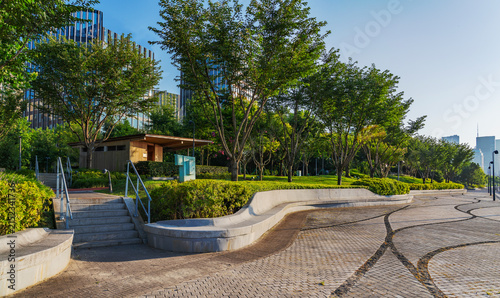 Modern urban architecture, road traffic, and urban scenery in Lujiazui, Pudong, Shanghai, China