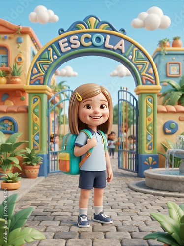 Young girl arriving at school