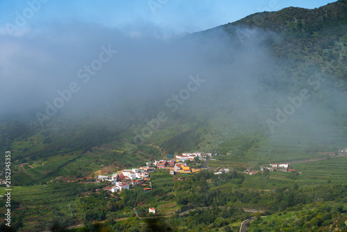 Las Portelas village in mist, Tenerife
