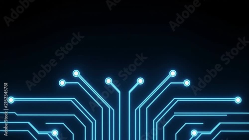 Glowing Digital Circuit Board Lines Animation Technology Background