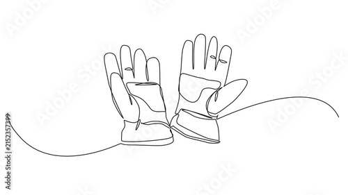 animated continuous line drawing of work gloves, line art animation