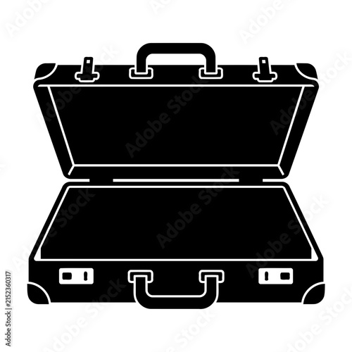 Open suitcase silhouette on white background travel accessory and luggage concept