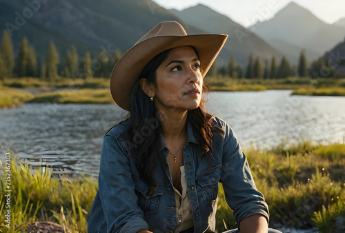 Young woman in a cowboy hat...