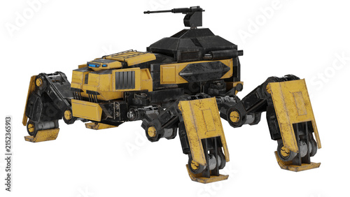 3d rendering of a robotic spider like machine in a neutral setting