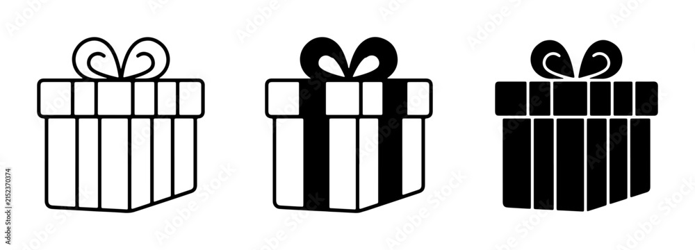 Obraz premium Gift Box Icons, Present Vector Graphics, Celebration Symbols, Holiday Packaging, Surprise Elements, Festive Design Assets