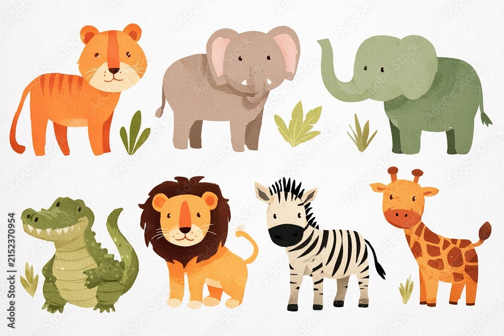 Obraz premium jungle parade animal clipart set
