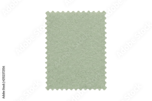Canvastavla Empty sage green textured postage stamp with serrated edges isolated on a background